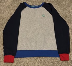 United Colors Of Benetton Blue / Gray / Navy Blue Crewneck Sweatshirt Medium VTG