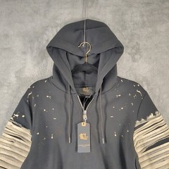 NWT $69 TAILORED REC Apocalypse Fleece Hoodie MEDIUM Pleated Sleeve Hand painted