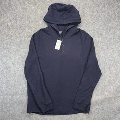 Vince Hoodie Henley Sweatshirt Men’s XXL Blue Cotton Luxury New $145