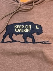 Merrell Hoodie Mens Med Brown “Buffalo Keep On Walking” Logo Graphic Pullover