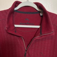 Tommy Bahama Mens Quarter Zip Pullover Sweatshirt Deep Red Pattern Size Large