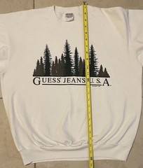 Vtg 90s GUESS Jeans USA Faded Spellout Sweatshirt XS S Designer Hip Hop Grunge