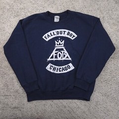 Vintage Fall Out Boy Sweatshirt Size Small Chicago Y2K Band Crew Neck Navy FOB