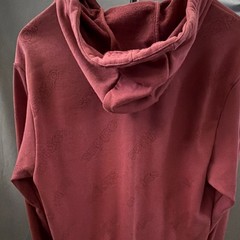 Adidas Men’s M Burgundy All Over Logo Print Pullover Hoodie Red Maroon