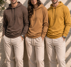 100% Combed Cotton Lightweight Brown Hoodie Garment Dyed Pullover All Seasons