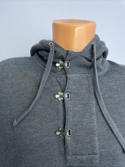 J. Crew Cotton Fleece Hoodie Blue Sweatshirt Mens Size Large Hook & Loop