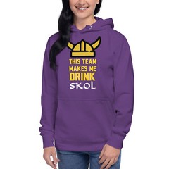This Team Makes Me Drink Minnesota Skol Unisex Hoodie S,M,L,XL,2X,3X