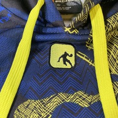 AND1 Basketball Mens XL Blue & Yellow Camo Activewear Pullover Hoodie Sweatshirt