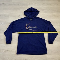 Vintage Karl Kani Hoodie Pullover 90s Hip Hop Blue/Purple Size L Script Tupac
