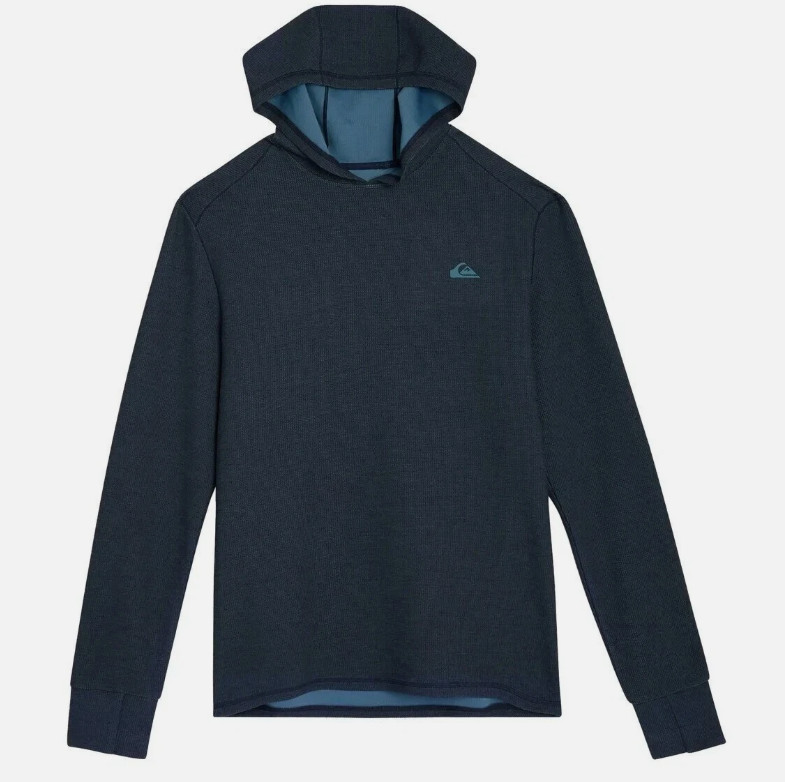 Quiksilver Men’s Textured Pullover Sweater Hoodie Blue Size L