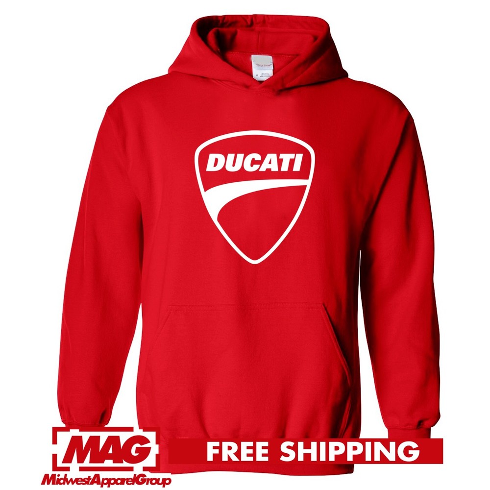 DUCATI RED HOODIE Red Logo Motorcycle Racing Sport Rally Bike Sweatshirt MotoGp