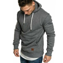 Men Hoodie Casual Hooded Solid Pocket Slim Fit Sweatshirts Pullover Sweater Tops