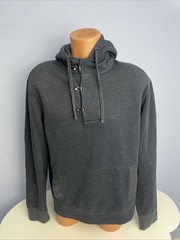 J. Crew Cotton Fleece Hoodie Blue Sweatshirt Mens Size Large Hook & Loop