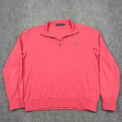 Polo Ralph Lauren 1/4 Zip Pullover Mens L Coral Salmon Sweatshirt Preppy Luxury