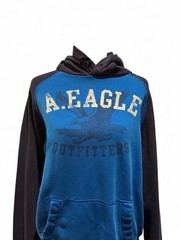 American Eagle Outfitters Blue/Black Pullover Hoodie Graphic Print Classic S