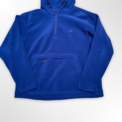 The North Face Fleece Hoodie Mens Medium Blue 1/4 Zip Pullover Anorak