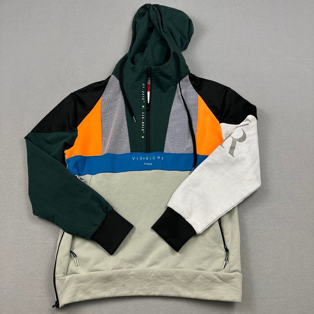Vie + Riche Hoodie Medium Men Multicolor Colorblock Anorak 1/4 Zip Pullover M *