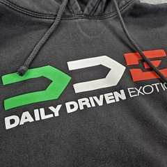Daily Driven Exotics DDE Hoodie Mens Small Black Pullover Logo Fleece Racing