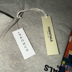 FOG Essentials Pullover Fleece Sweatshirt Hood Dark Grey Oatmeal Large