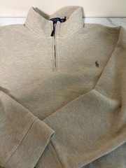 Polo Ralph Lauren Oatmeal Beige Piqué Quarter Zip Pullover Sweatshirt – Mens 3XB