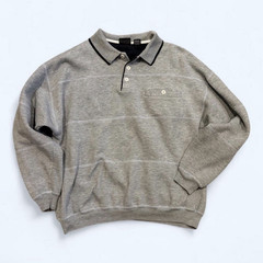 Winner Gray Collared Button Neck Pullover Sweatshirt Men’s L Regular