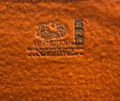 Vintage Fruit of The Loom L/S Crewneck Sweatshirt XL Orange Cotton/Polyester