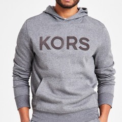 Michael Kors Men’s Modern-Fit Stretch Textured Logo Hoodie Gray large $128