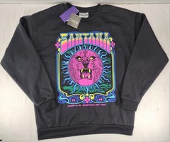 Adult Small Carlos Santana Woodstock 1969 Colorful Lion Print Sweatshirt, Unisex