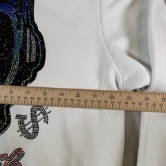 Rockstar Original Hoodie Mens Large White Astronaut Bedazzled Sweatshirt FLAWS
