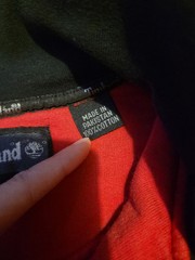 90s Vintage TIMBERLAND 1/4 Zip Spellout Striped Sweatshirt 100% Cotton Large