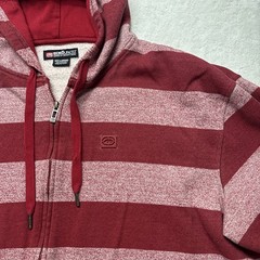 Ecko Unltd Hoodie Mens 2XL Zip Heather Red Sweatshirt Streetwear Hip Hop Striped
