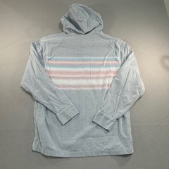 Tommy Bahama Coastline Cord Hoodie Mens Large Blue Striped Henley Pullover