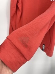 Adidas Medium Pullover Hoodie Mens Coral Red Excellent 3-Stripe Slub Sweatshirt