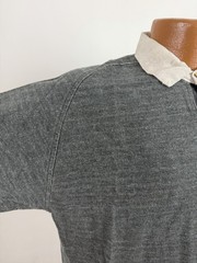 Vintage Pique Knit Sweatshirt Mens Medium Charcoal Gray Polo Collar 90s Pullover