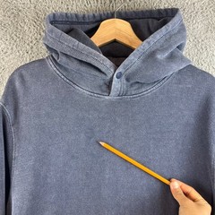 Outerknown Mens Hemp Organic Cotton Pullover Hoodie Blue Snap Neck Size L
