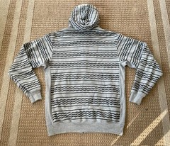 Black Scale Front Zip Hoodie Jacket Grey w/ Black Geometric Pattern All Over XL