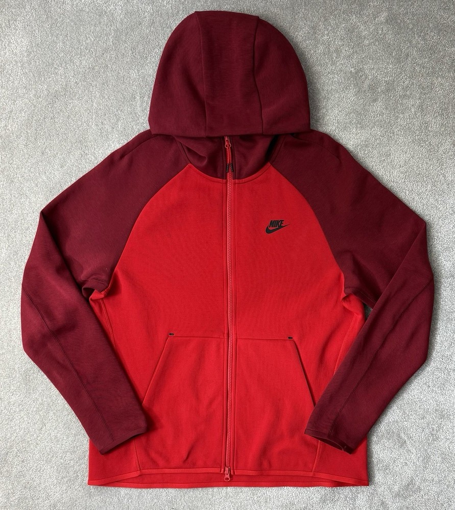 Nike Tech Fleece Full Zip Hooded Jacket Old Season Red Mens Large L VGC