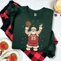 Basketball Santa Christmas Sweatshirt Holiday Sports Apparel Top Gift