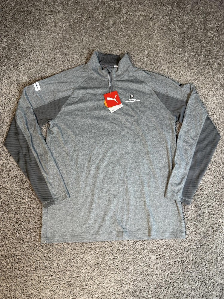 PUMA Sweatshirt Mens M Gray Pullover 1/4 Zip Mock Neck UPF50 Golf 572366