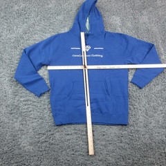 CoreComfort Clothing Hoodie Mens Large Blue Pullover Graphic Logo Sweatshirt
