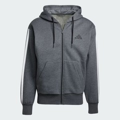 adidas Essentials 3-Stripes Fleece Hoodie Grey