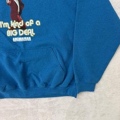 Anchorman Sweater Hoodie Mens XL Blue Ron Burgundy Big Deal Graphic Quote Fleece