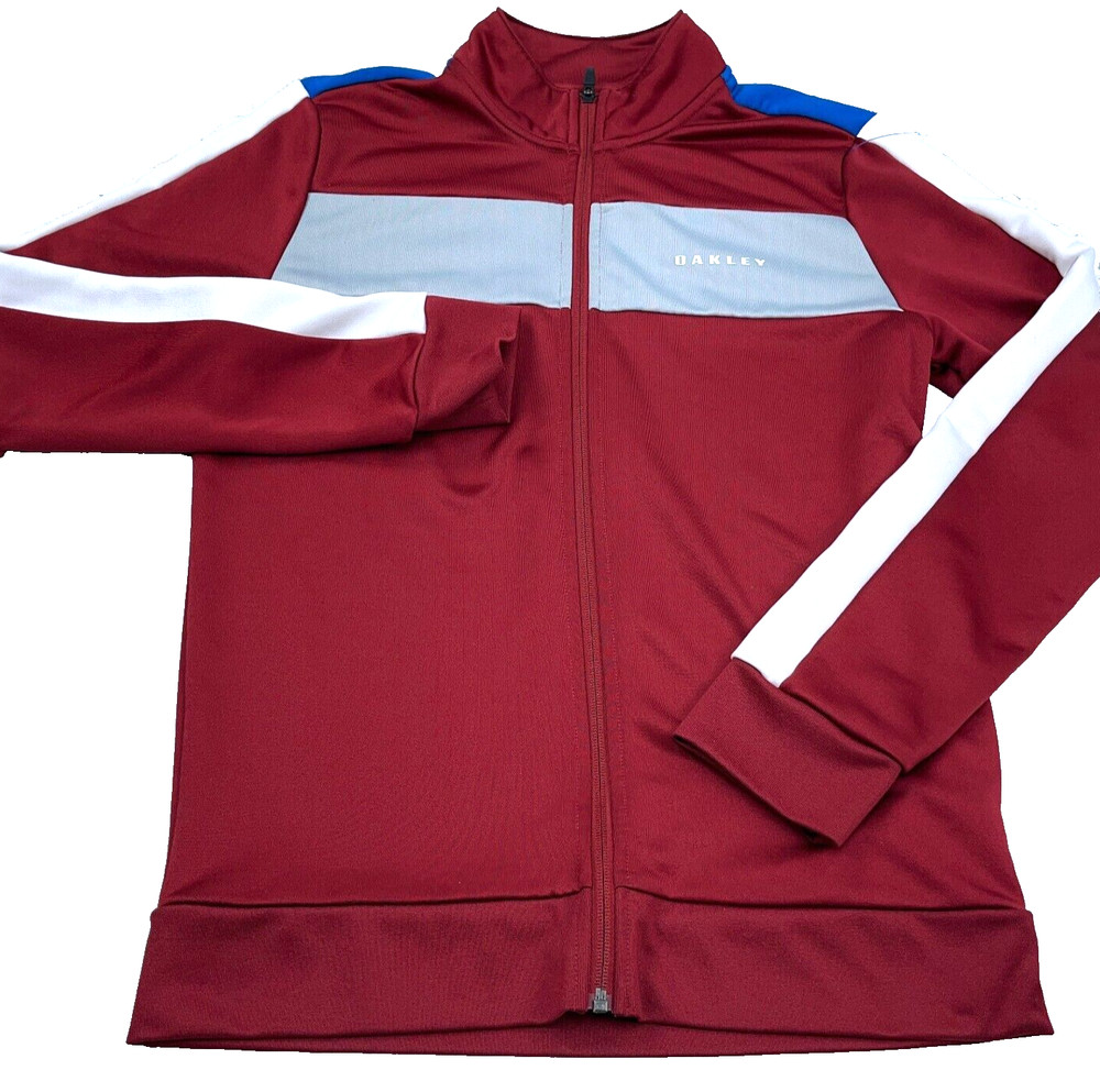 Oakley Sweatshirt Men Medium Red Gray Full Zip Track Suit Jacket Sweater Warm Up