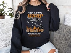 WKRP Turkey Drop Sweatshirt, WKRP Thanksgiving Turkey Drop Crewneck, Funny Retro
