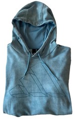 Adidas Aqua Blue 3-D Logo Cotton Polyester Lightweight Hoodie Pullover Medium