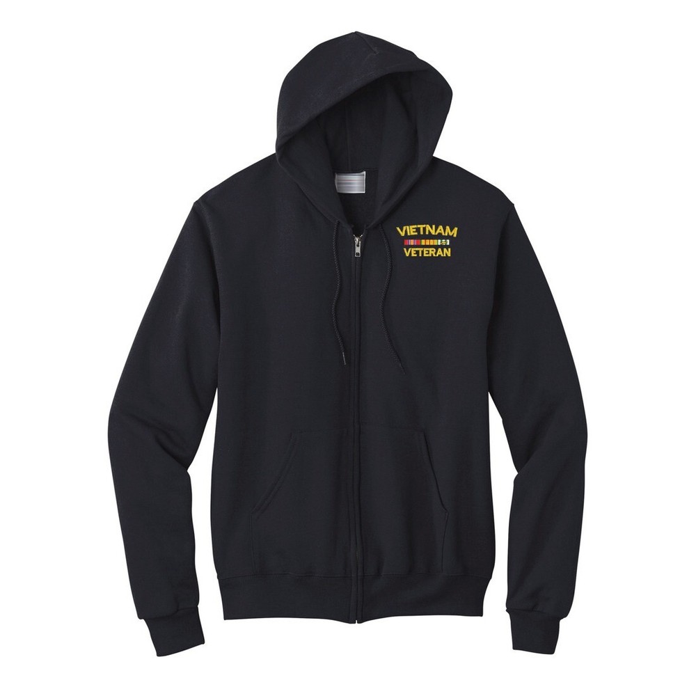 Vietnam veteran embroidered full zip hoodie (black)