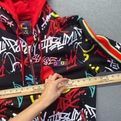 Demo Lition Hoodie Jacket Retro Graffiti Print Colorful Zip Up Size Large,Teens