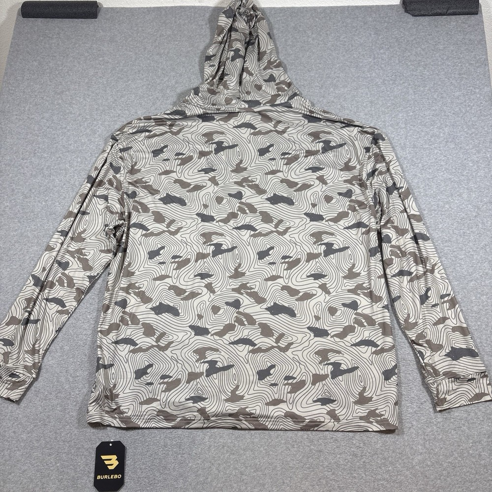 NWT Burlebo Hoodie Men Sz 2XL Topo Desert Camo Performance Stretch Pullover