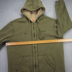 Timberland Jacket Mens Large Olive Green Full Zip Sherpa Lined Hoodied