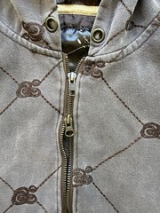 Vintage Brown Triple Five Soul Embroidered Zip Up Hoodie Size Large Mens